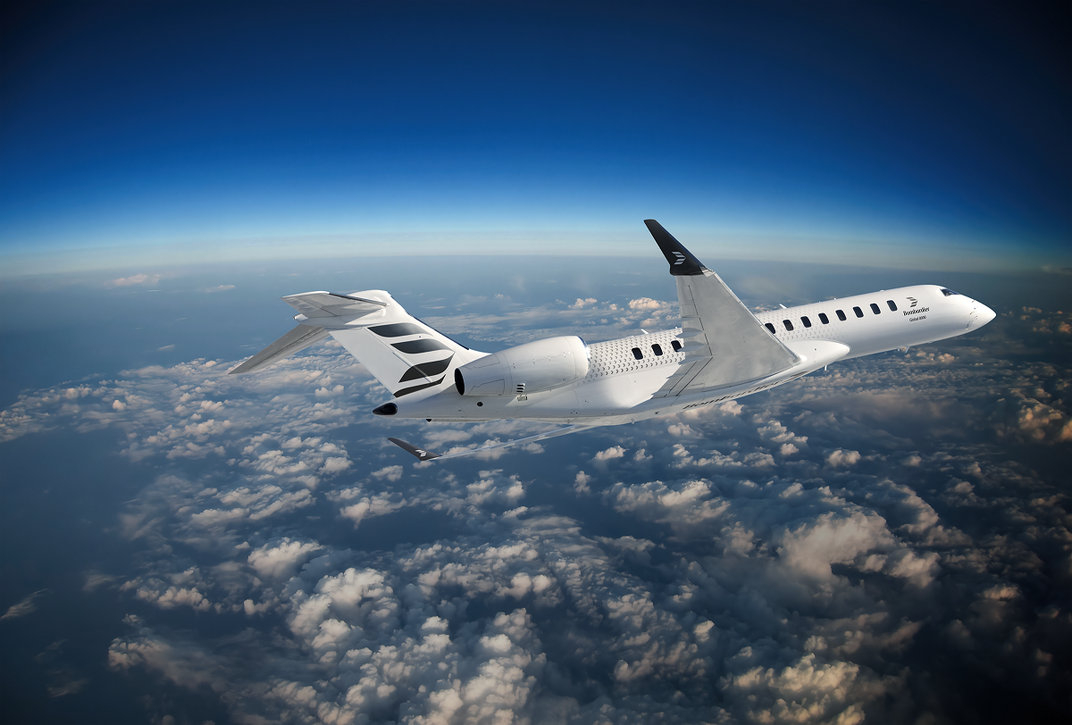 Bombardier Global 8000 with the new Bombardier logo, the Mach