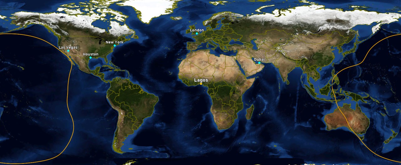 Global 7500 - Range map Lagos