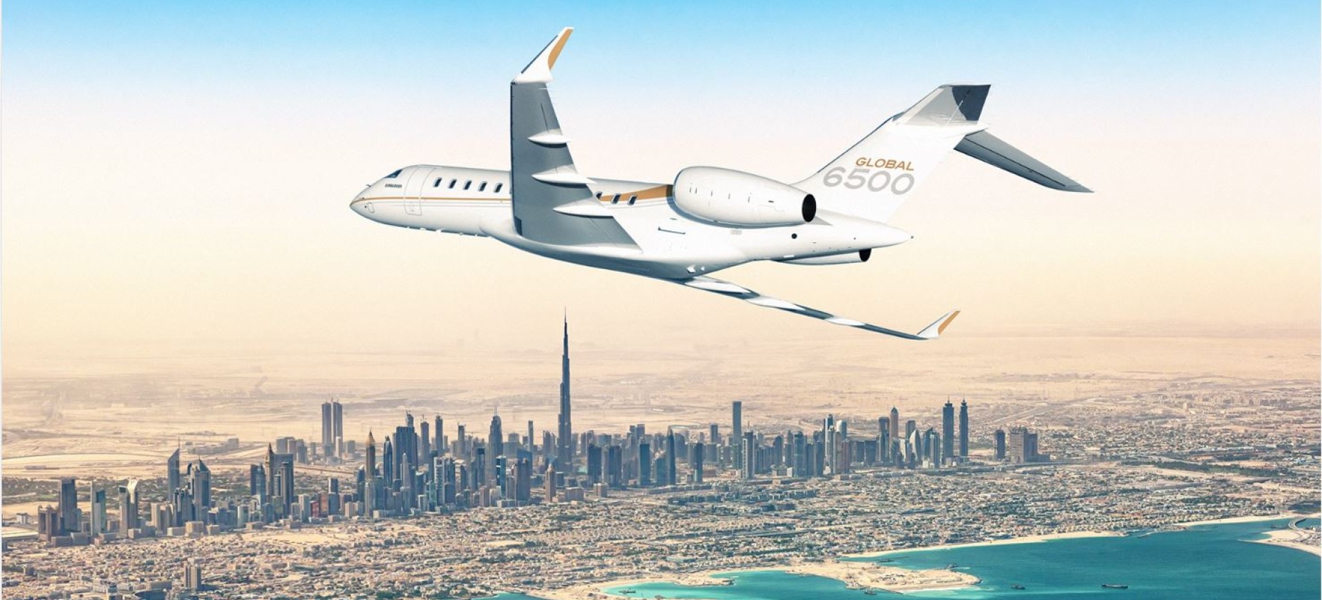 Private plane over Dubai