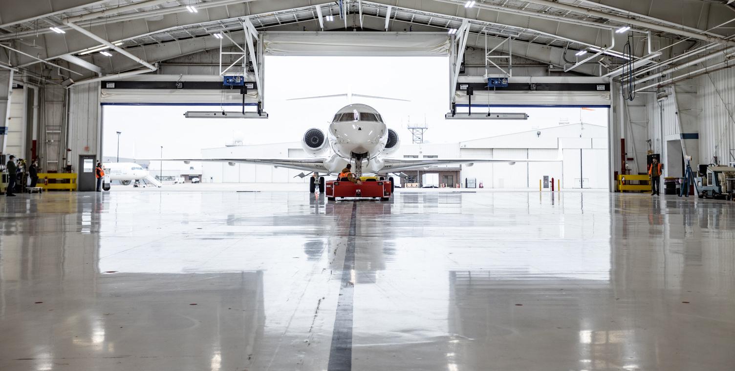 aircraft in hangar of the Wichita Service Center